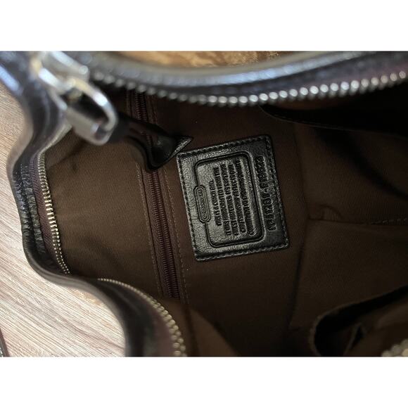 COACH F19823 Khaki Mahogany Dark Brown Trim Bag - Picture 5 of 6